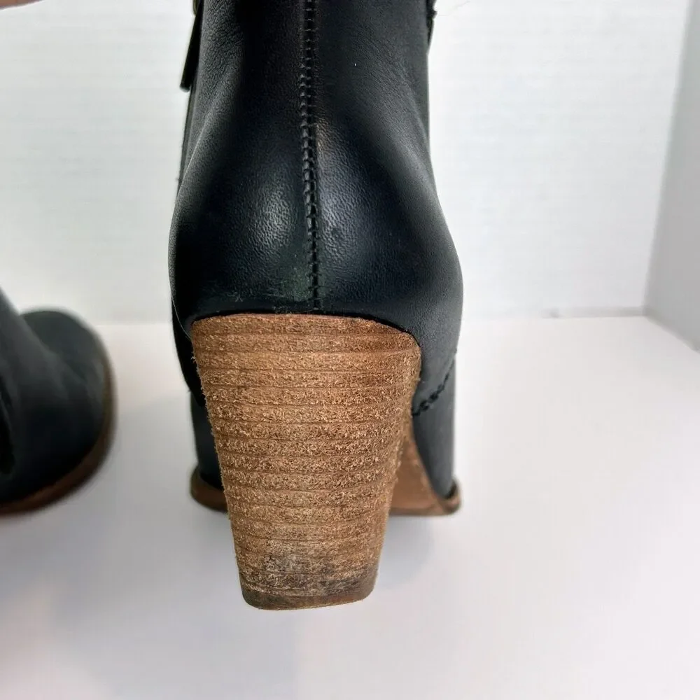 Madewell Billie Boot Black Ankle Booties Stacked Heel Full Leather Classic sz 8